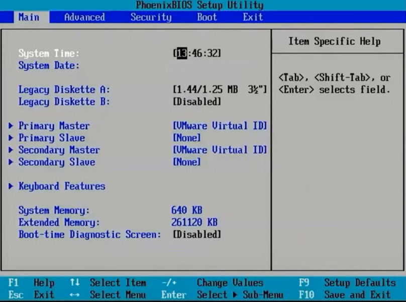 hp laptop bios settings to fix boot device not found
