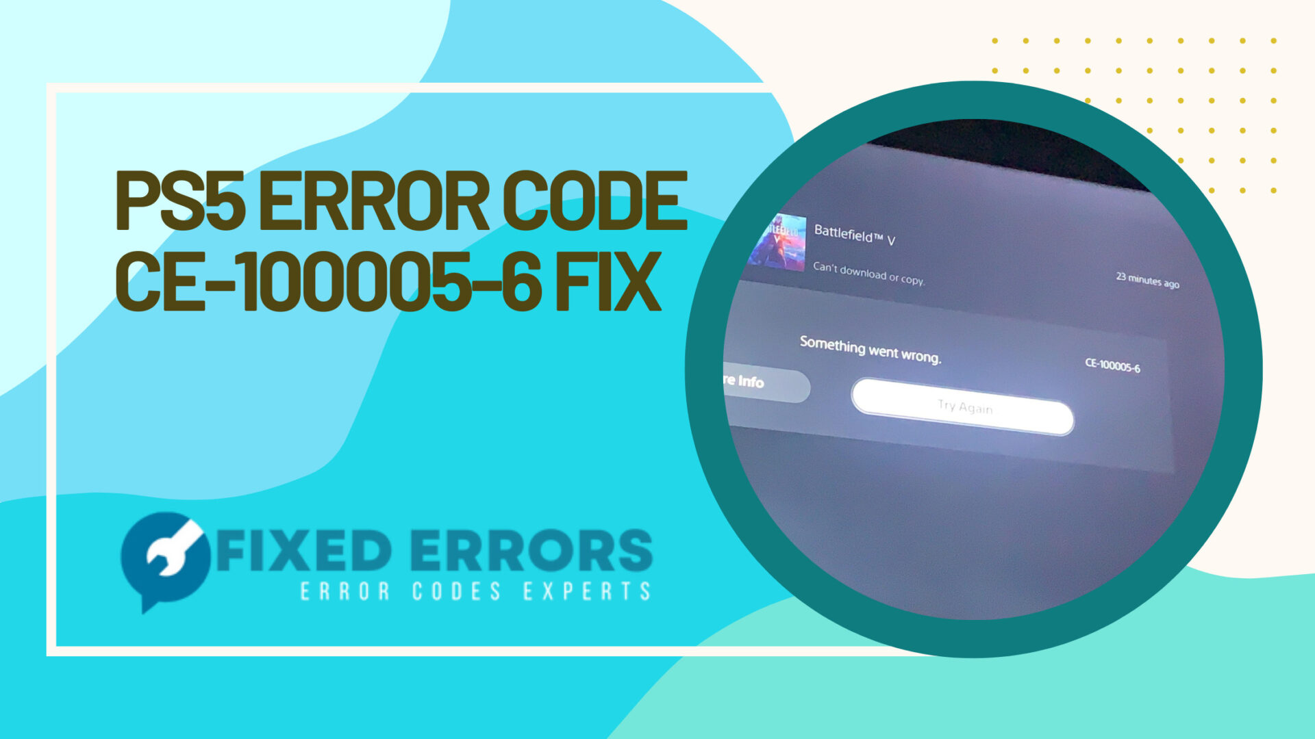 PS5 Error Code CE-100005-6 fix